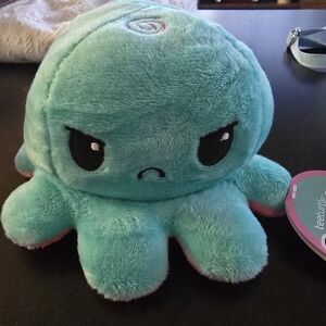TeeTurtle Reversible Pink and Aqua Octopus Plushie - 4-Inch Two-Sided Flip Plush